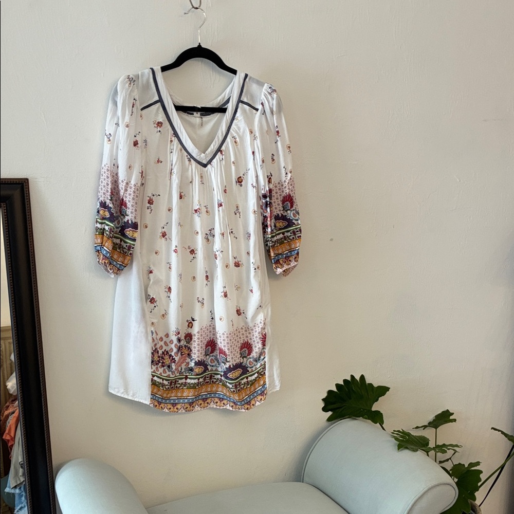India Boutique White and Multicolor Mini Dress